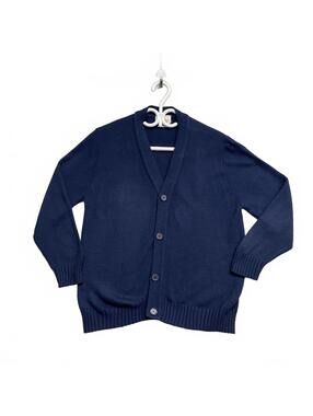 Vintage 80's 90's Happyknit Navy Blue Button-Up Cardigan Sweater US Made Large